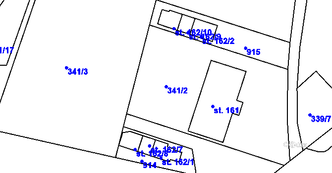 Parcela st. 341/2 v KÚ Bystré v Orlických horách, Katastrální mapa