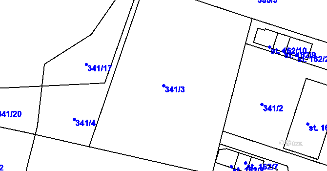 Parcela st. 341/3 v KÚ Bystré v Orlických horách, Katastrální mapa