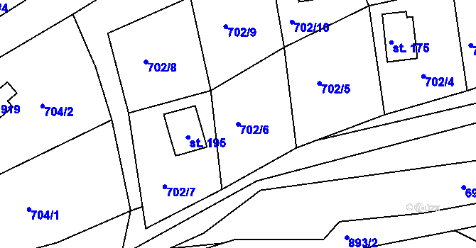 Parcela st. 702/6 v KÚ Bystré v Orlických horách, Katastrální mapa