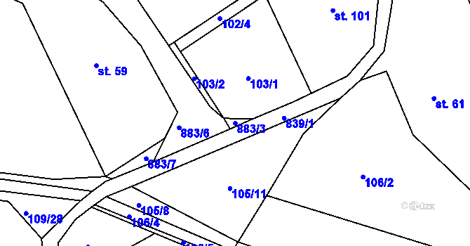 Parcela st. 883/3 v KÚ Bystré v Orlických horách, Katastrální mapa