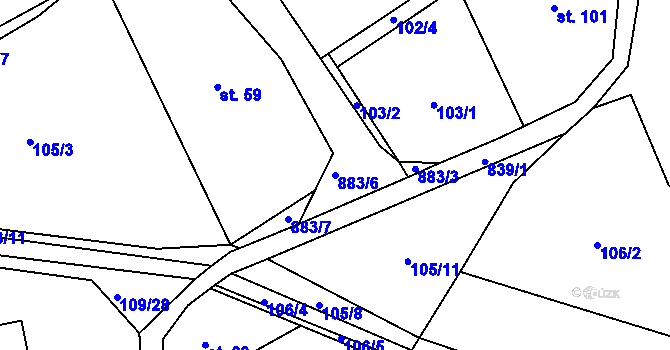 Parcela st. 883/6 v KÚ Bystré v Orlických horách, Katastrální mapa