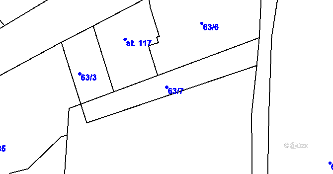 Parcela st. 63/7 v KÚ Bystré v Orlických horách, Katastrální mapa
