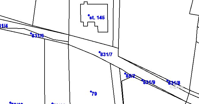 Parcela st. 831/7 v KÚ Bystré v Orlických horách, Katastrální mapa