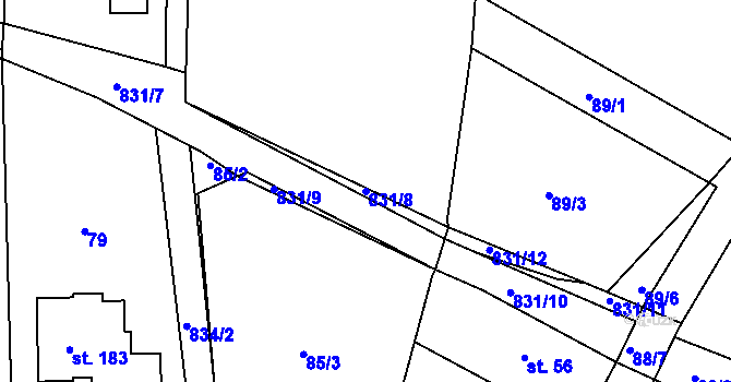 Parcela st. 831/8 v KÚ Bystré v Orlických horách, Katastrální mapa