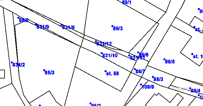 Parcela st. 831/10 v KÚ Bystré v Orlických horách, Katastrální mapa