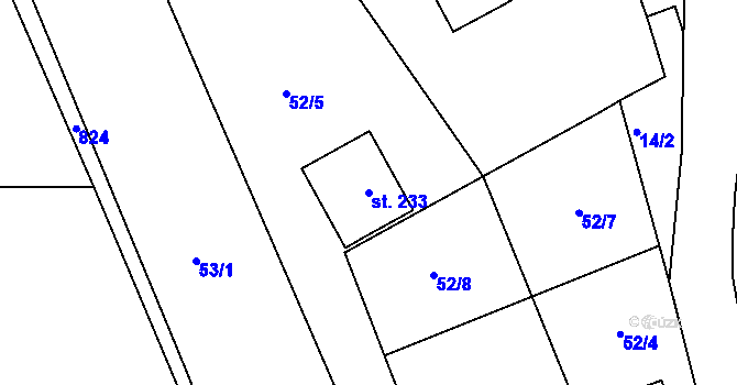 Parcela st. 233 v KÚ Bystré v Orlických horách, Katastrální mapa