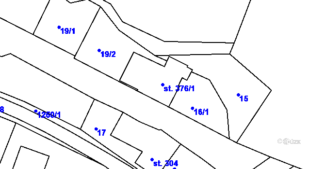 Parcela st. 376/1 v KÚ Bystré u Poličky, Katastrální mapa