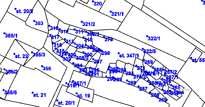 Parcela st. 347/2 v KÚ Bystré u Poličky, Katastrální mapa