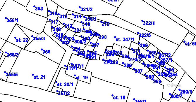 Parcela st. 347/4 v KÚ Bystré u Poličky, Katastrální mapa