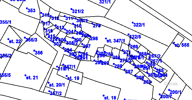 Parcela st. 347/8 v KÚ Bystré u Poličky, Katastrální mapa