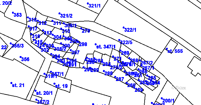 Parcela st. 347/9 v KÚ Bystré u Poličky, Katastrální mapa