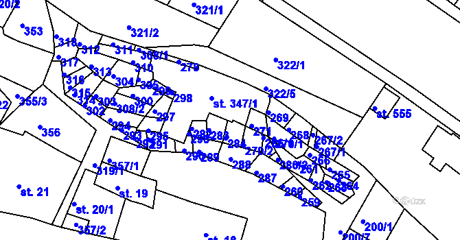 Parcela st. 347/10 v KÚ Bystré u Poličky, Katastrální mapa