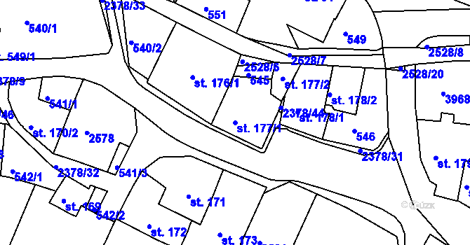 Parcela st. 177/1 v KÚ Bystré u Poličky, Katastrální mapa