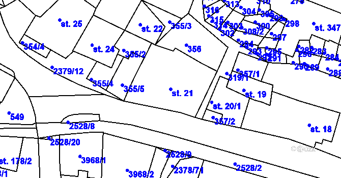 Parcela st. 21 v KÚ Bystré u Poličky, Katastrální mapa