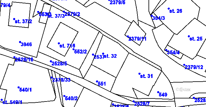 Parcela st. 32 v KÚ Bystré u Poličky, Katastrální mapa