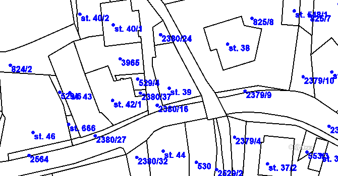 Parcela st. 39 v KÚ Bystré u Poličky, Katastrální mapa