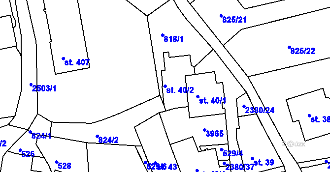 Parcela st. 40/2 v KÚ Bystré u Poličky, Katastrální mapa