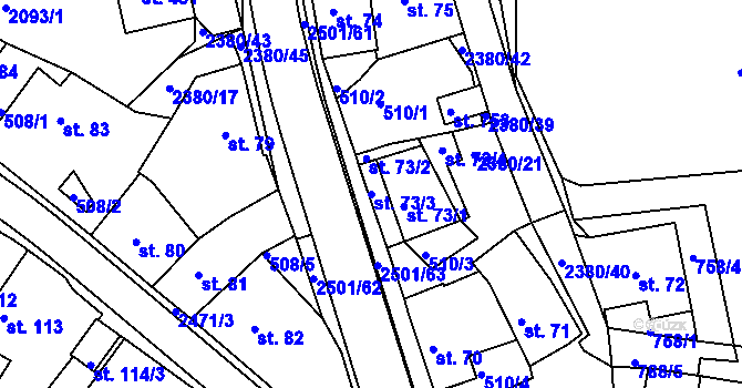 Parcela st. 73/3 v KÚ Bystré u Poličky, Katastrální mapa