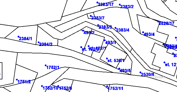 Parcela st. 122/1 v KÚ Bystré u Poličky, Katastrální mapa
