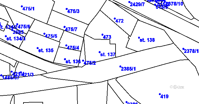 Parcela st. 137 v KÚ Bystré u Poličky, Katastrální mapa