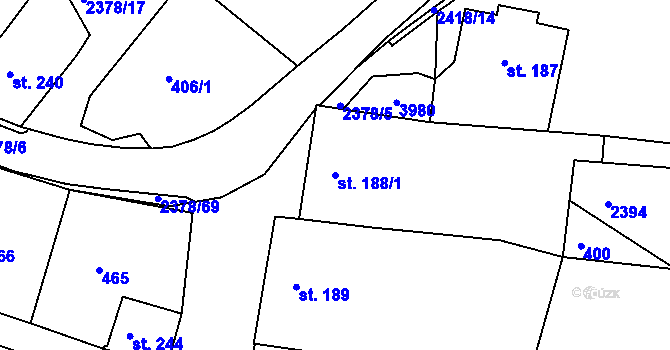 Parcela st. 188/1 v KÚ Bystré u Poličky, Katastrální mapa