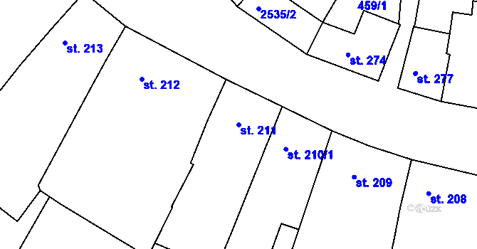 Parcela st. 211 v KÚ Bystré u Poličky, Katastrální mapa
