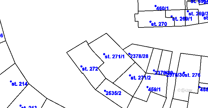 Parcela st. 271/1 v KÚ Bystré u Poličky, Katastrální mapa