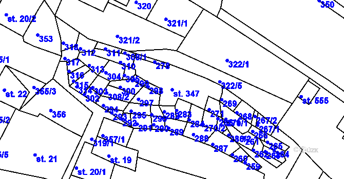 Parcela st. 347 v KÚ Bystré u Poličky, Katastrální mapa