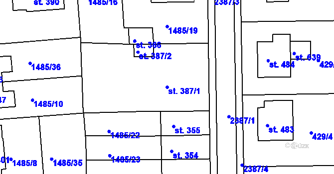 Parcela st. 387/1 v KÚ Bystré u Poličky, Katastrální mapa
