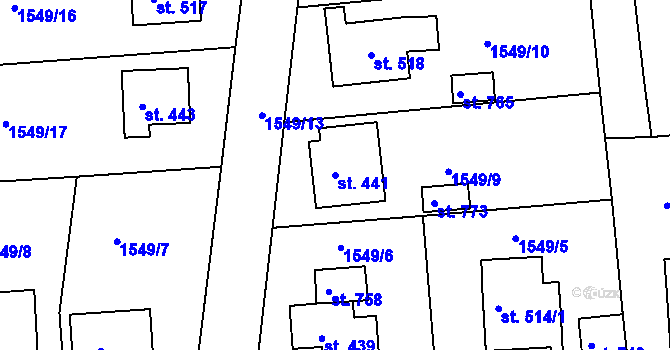 Parcela st. 441 v KÚ Bystré u Poličky, Katastrální mapa