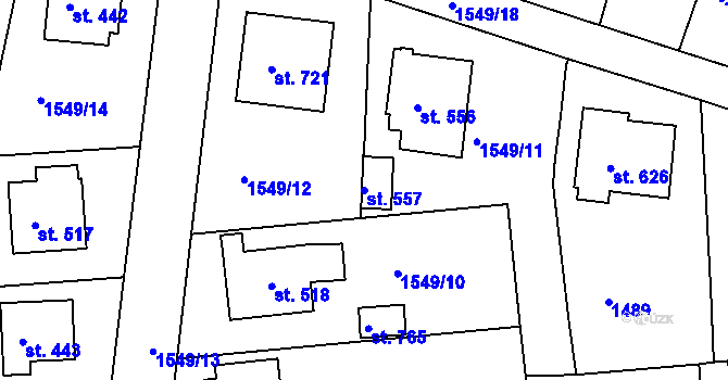Parcela st. 557 v KÚ Bystré u Poličky, Katastrální mapa