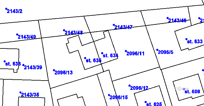 Parcela st. 634 v KÚ Bystré u Poličky, Katastrální mapa