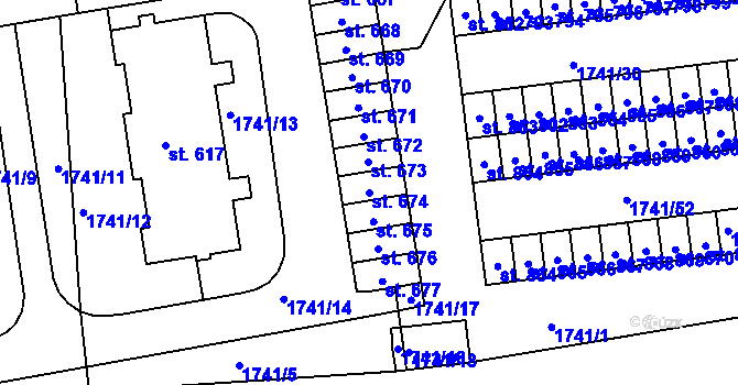 Parcela st. 674 v KÚ Bystré u Poličky, Katastrální mapa