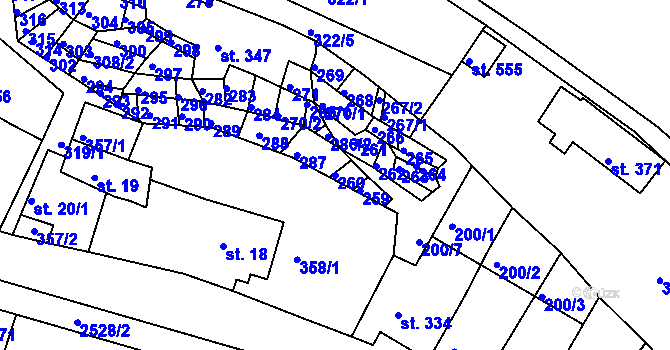 Parcela st. 260 v KÚ Bystré u Poličky, Katastrální mapa