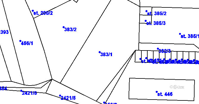 Parcela st. 383/1 v KÚ Bystré u Poličky, Katastrální mapa