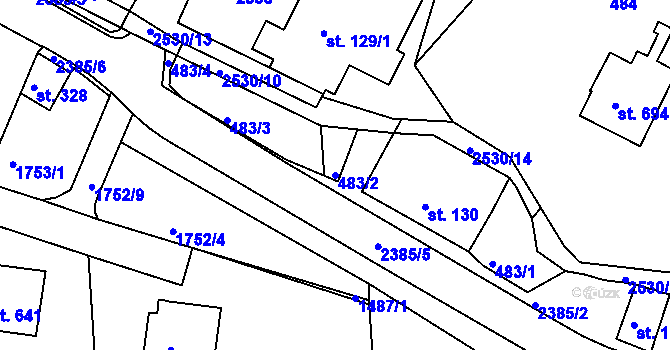 Parcela st. 483/2 v KÚ Bystré u Poličky, Katastrální mapa