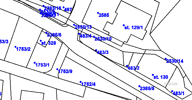 Parcela st. 483/3 v KÚ Bystré u Poličky, Katastrální mapa