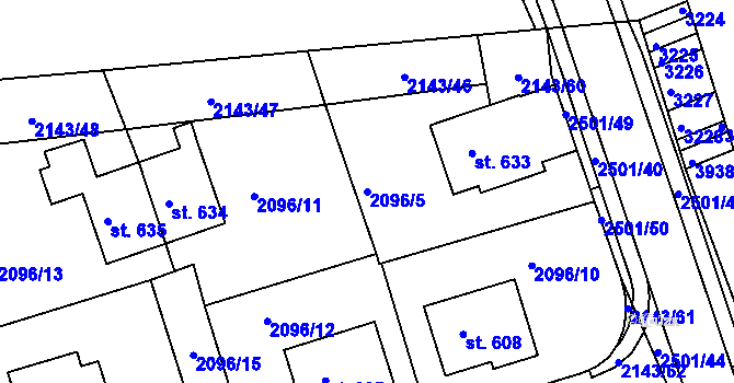 Parcela st. 2096/5 v KÚ Bystré u Poličky, Katastrální mapa