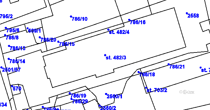 Parcela st. 482/3 v KÚ Bystré u Poličky, Katastrální mapa