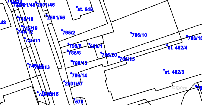 Parcela st. 786/20 v KÚ Bystré u Poličky, Katastrální mapa