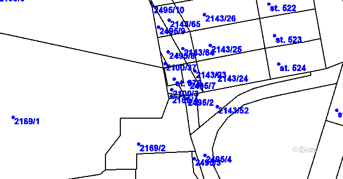 Parcela st. 2100/3 v KÚ Bystré u Poličky, Katastrální mapa
