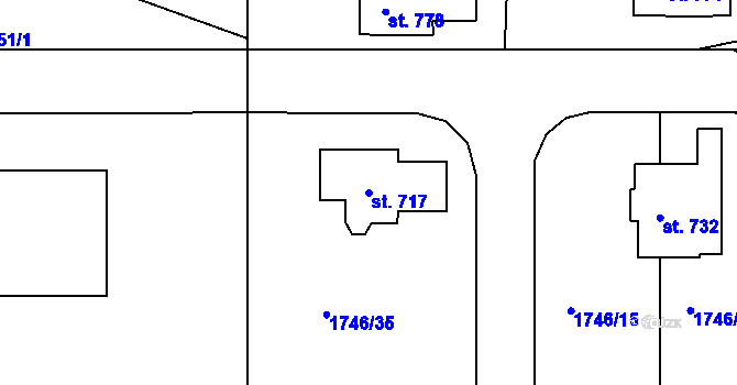 Parcela st. 717 v KÚ Bystré u Poličky, Katastrální mapa