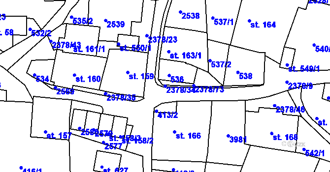 Parcela st. 2378/34 v KÚ Bystré u Poličky, Katastrální mapa