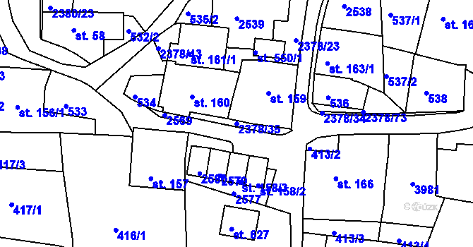 Parcela st. 2378/35 v KÚ Bystré u Poličky, Katastrální mapa