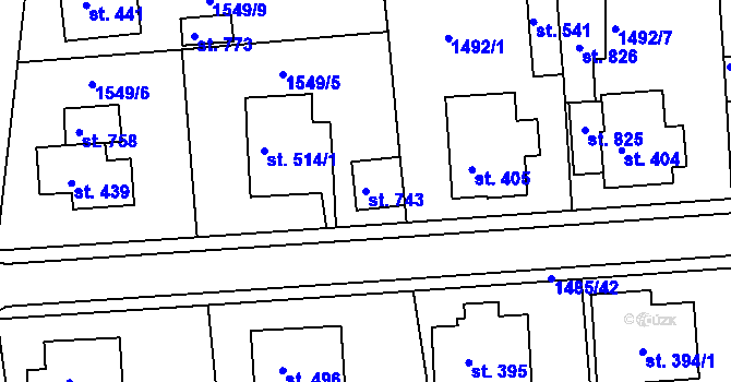 Parcela st. 743 v KÚ Bystré u Poličky, Katastrální mapa