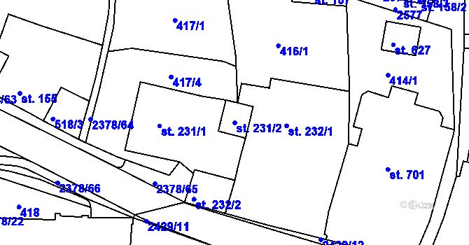 Parcela st. 231/2 v KÚ Bystré u Poličky, Katastrální mapa