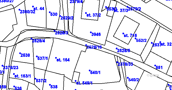 Parcela st. 2528/16 v KÚ Bystré u Poličky, Katastrální mapa