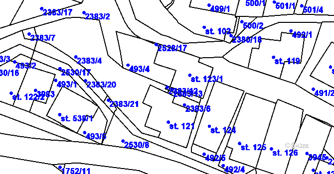 Parcela st. 2383/12 v KÚ Bystré u Poličky, Katastrální mapa