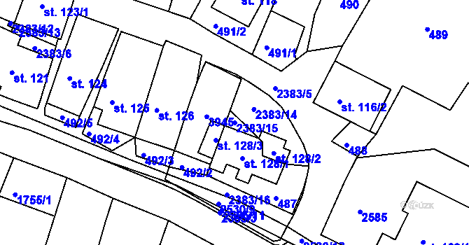 Parcela st. 2383/15 v KÚ Bystré u Poličky, Katastrální mapa
