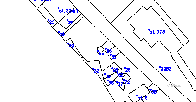 Parcela st. 56 v KÚ Bystré u Poličky, Katastrální mapa